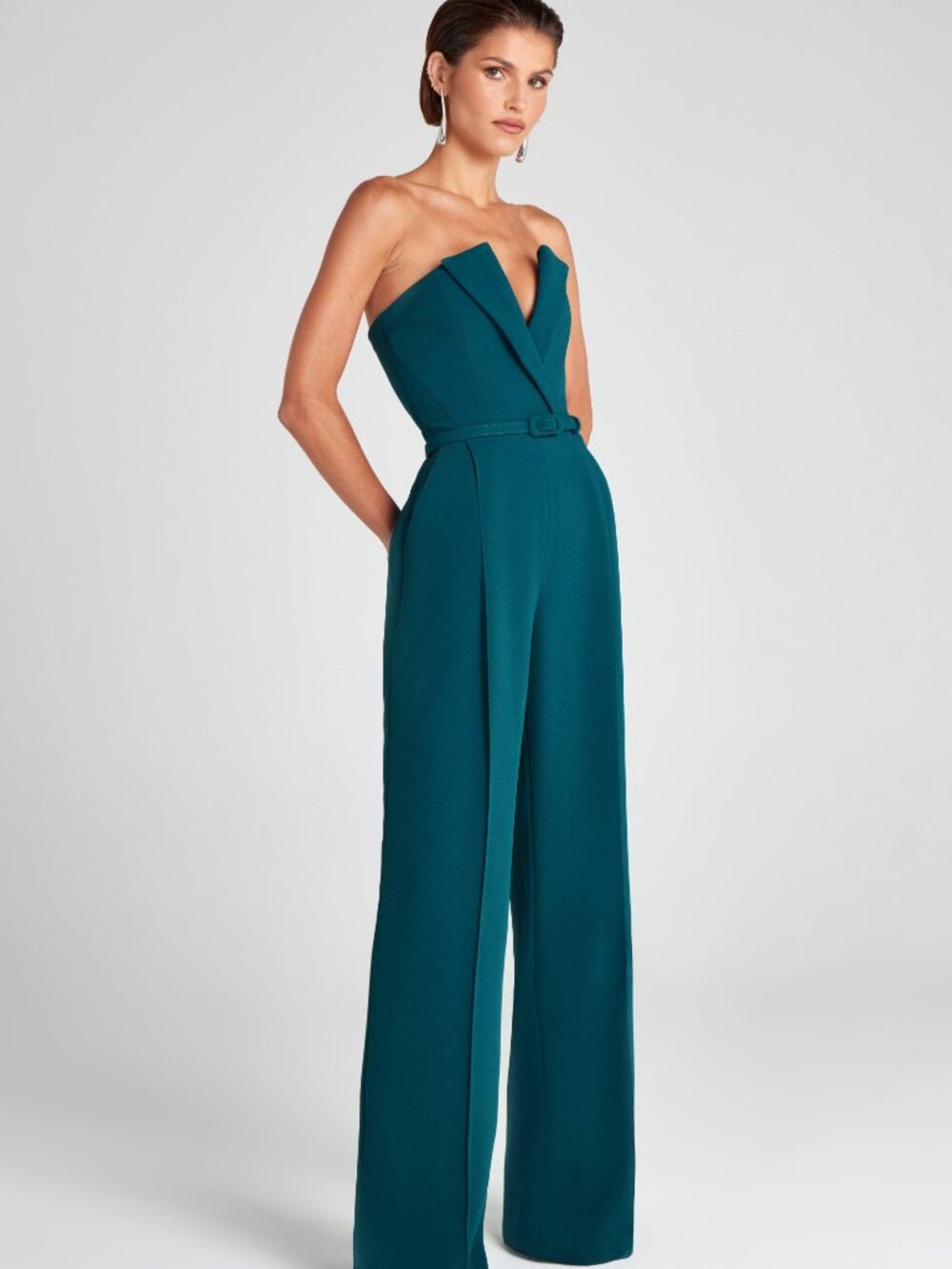 NWT Nadine Merabi Vanessa Teal Corset Jumpsuit